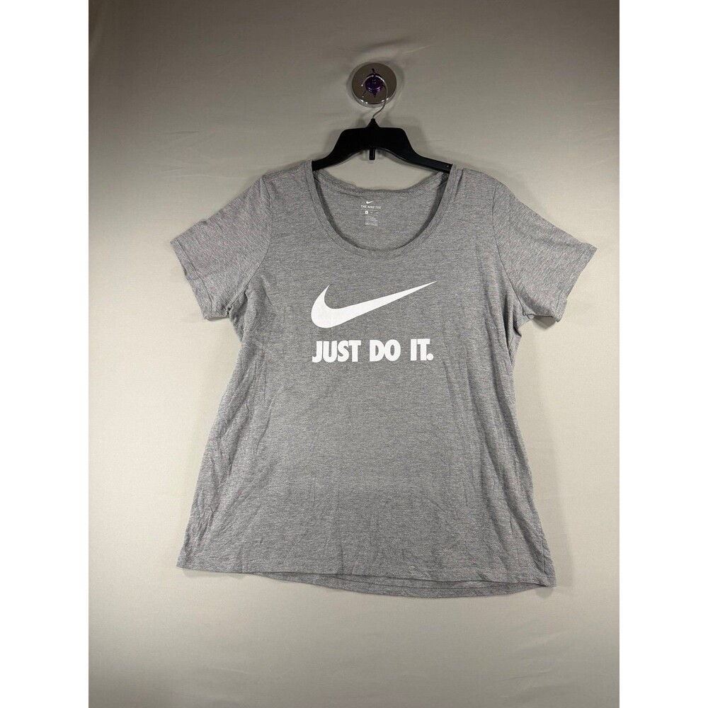 Nike Just Do It Women’s XL Gray Logo T-Shirt Athletic Cut Short Sleeve Extra Lg